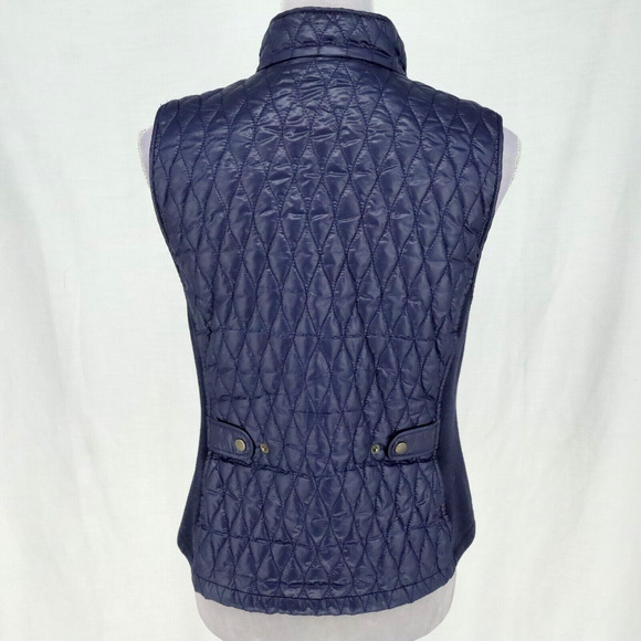 Talbots Puffer Vest Petites MP PM Navy Blue Quilted Full Zip Snaps Pockets - Picture 3 of 16